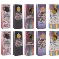 laro Geschenkbox Premium Folie Weinflaschentüten Happy Birthday 10-100 Stk (10 St)