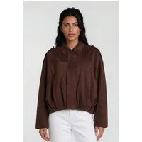 trueprodigy Lederjacke Naeko Bomberjacke mit gerafftem Saum