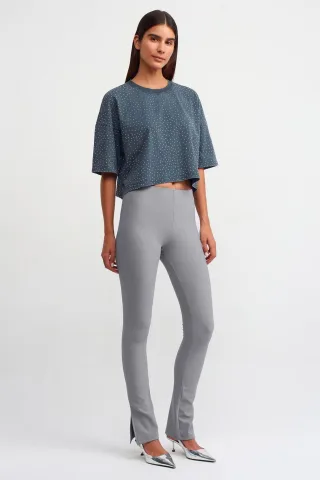 Hochtaillierte Flared Leggings mit Schlitz