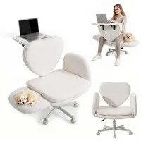 Patbrela Drehstuhl Bürostuhl Chefsessel Ergonomisch mit klappbaren Armlehnen, drehbar, mit klappbarer Tischplatte für Laptop und Rollen