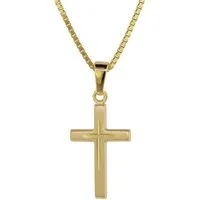 trendor Kreuzkette 75276, Kreuz-Anhänger Gold 585 (14 Kt) + Goldplattierte Kette