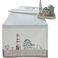 Home-trends24.de Tischläufer Maritim Leuchtturm Tischläufer Tischdecke Tischdeko 40x140cm
