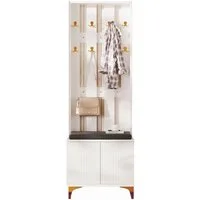 Merax Garderoben-Set, (Komplett-Set, mit Schuhbank, Kleiderhakenbrett), Kompaktgarderobe mit Sitzkissen, Garderobenpaneel und Sitzbank