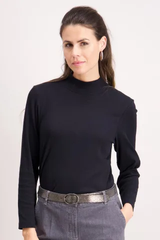 signe nature - Einfarbiges T-Shirt aus Stretch-Baumwolle schwarz - Gr. - 44