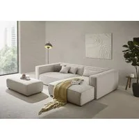 LeGer Home by Lena Gercke Ecksofa PIARA XXL, L-Form, Schlaffunktion, Cord, Leinenoptik o. Strukturstoff, Hocker stellbar zum Schlafsofa (Krokodilverbinder), tiefe Sitzfläche