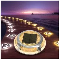 Quntis LED Solarleuchte 4/8 Stück Solarlampen Außen/draußen, Dimmbar Gartenleuchte für Terasse, Solarbetrieben, Automatisches Ein/Aus, Langlebige LEDs, LED fest integriert, Warmgelb, Solar-Deckleuchten Außen, 20t belastbar, Warmweiß, für Weg Deck Gar