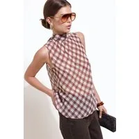 Friends Like These Trägertop Friends Like These Transparente Stehkragen-Bluse (1-tlg)