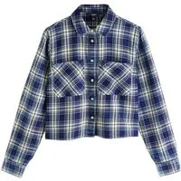Next Jeansbluse Verkürztes Hemd mit Karomuster (1-tlg)