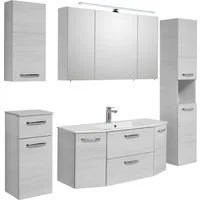 Saphir Badmöbel-Set Quickset 936 5-teilig, Waschtisch mit LED-Spiegelschrank, (Set, 5-St), Waschplatz, inkl. Türdämpfer, 9 Türen, 1 Klappe, Griffe Chrom Glanz