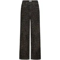 Eight2Nine Stoffhose Damen Wide Leg Hose Leoprint Stretch-Twill, High-Waist