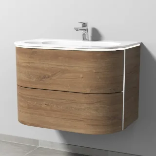 Sanipa 4balance Glas-Set mit 2 Auszügen und LED-Beleuchtung, Eiche-Kansas, DL21259 DL21259