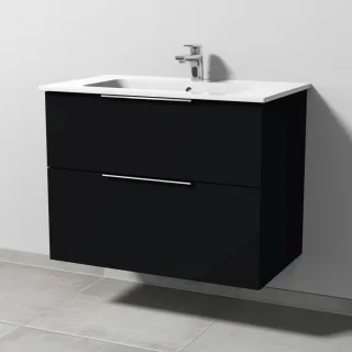 Sanipa 3way Waschtischunterbau zu Duravit ME by Starck Waschtisch mit 2 Auszügen, Schwarz-Matt UF72508