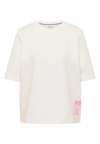 Cecil - Lässiges Sweatshirt mit auffälligem Backprint und Rundhalsausschnitt weiß - Gr. - S