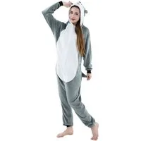 Corimori Partyanzug Onesie Ganzkörper Kostüm für Erwachsene, Husky-Kostüm Damen Herren Karneval Tier-Kostüme Husky Hund Wolf,L