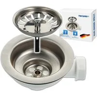 tecuro Siphon Siebkorbventil Ø 114 mm (3 1/2 Zoll) x Abg. seitlich 1 Zoll (25 mm)