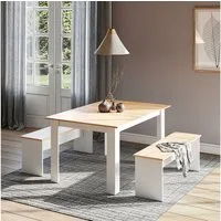 Vicco Sitzgruppe Sentio, Weiß/Goldkraft Eiche/Goldkraft Eiche, 137.6 x 92.8 cm mit ..., (3-tlg)