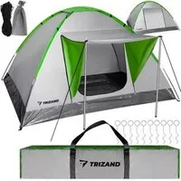 Trizand Kuppelzelt 4-Personen-Touristenzelt Montana, Iglu-Zelt, wasserdicht, leicht, Personen: 4 (Touristenzelt für Familien und Outdoor-Aktivitäten, Komplettes 4-Personen-Zelt mit Vordach und Zubehör), Leicht, kompakt, schnell aufbaubar, wetterfest,