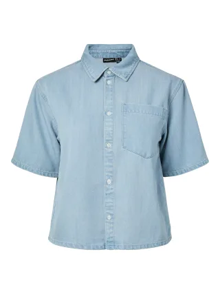 PIECES - PCSMIDI SS DENIM SHIRT Light Blue Denim - Gr. - XS