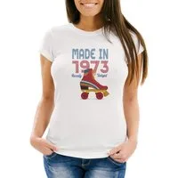 MoonWorks Print-Shirt Damen T-Shirt Geburtstag Retro 70er Jahre Vintage Siebziger Geschenk-Shirt Slim Fit Moonworks® mit Print