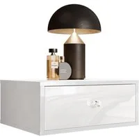 Lookway Nachttisch BLANCO Hängender Nachttisch mit LED Beleuchtung (1x Nachttisch), Breite: 45 cm