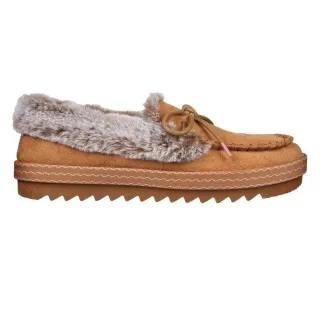 Skechers - "Cozy Kiss" Mokassin-Hausschuhe für Damen, Leder, Flach (Kastanie)