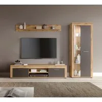 OTTO home Wohnwand AOSTA, Breite 235cm, 3-teilige Wohn-Kombination, (3-St., bestehend aus: Lowboard, Wandboard, Vitrine), Wohnwand, Kombination, Anbauwand, Möbel Set, Schrankwand, Möbel Kombi