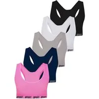 LOREZA Bustier 5er Set Mädchen Bustier - Sport Mikrofaser - Bunt (Set, 5-tlg., 5er-Pack)