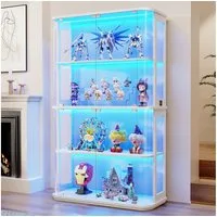 BROTTAR Standvitrine Große, runde Vitrine mit dreifarbiger Beleuchtung & Bewegungssensoren (1-St) mit zwei Acryl-Seitentüren und vier Regalböden