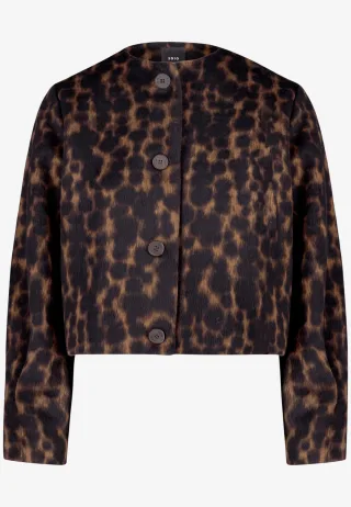zero - Leo-Jacke mit Knöpfen Brown/Black - Gr. - 36