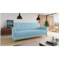 Sofnet Schlafsofa Wood, mit Schlaffunktion und Bettkasten, Bettsofa mit Holzfüße und Wellenfeder