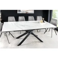 riess-ambiente Esstisch ALPINE 160-200cm weiß - Keramik, ausziehbar, Marmor-Design, Metall (Einzelartikel, 1-St), mit Platz für 10 Personen – ideal für Esszimmer & Konferenzraum