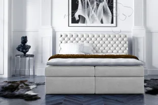 Boxspringbett Schlafzimmerbett PARINI 200x200cm Hellgrau
