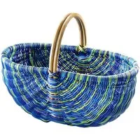Kobolo Einkaufskorb Rattankorb in multicolor blau - 50x35x37 cm, 32 l