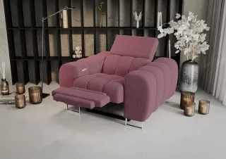 Sessel mit Relaxfunktion BASTIEN RELAX in Stoff Aragon Bordeaux