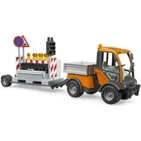 Bruder® Spielzeug-Auto 02693 VarioCar Straßensicherung Modellfahrzeug mit Anhänger, Verkehrssicherungsset kippbare Pritsche Knicklenkung Kommunalfahrzeug
