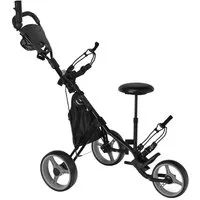 COSTWAY Golftrolley 3-Rad, mit Getränkehalter, Bremse, verstellbar