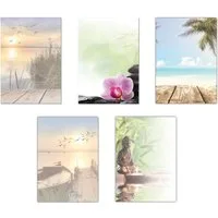 LYSCO Briefpapier Set Motivpapier DIN A4 Entspannung Urlaub Strand Sommer (MPA-5234), Sommerlich-entspanntes Flair, für alle Drucker geeignet.