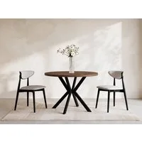 WFL GROUP Esstisch Valeo ausziehbar rund industrial mit schwarzen Metallbeinen (MADE IN EU, erhältlich in zwei Größen – 100/120 cm, ausziehbar auf 180/200 cm), platzsparender Tisch in Holzoptik für Küche, Esszimmer oder Wohnzimmer