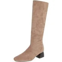 Ital-Design Elegante Damen-Stiefeletten mit Blockabsatz und Schaft Stiefel (90514947) Blockabsatz Stiefel in Hellbraun