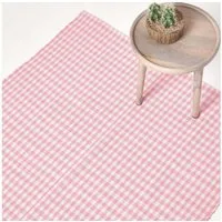 Homescapes Teppich Webteppich rosa-weiß kariert – Baumwollteppich Vichy-Karo, 60x90 cm, Höhe: 20 mm