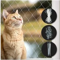 lionto Schutznetz für Katzen, für Balkon, Fenster & Terrasse, BxL: 3x4 m, (Komplett-Set inkl. Montagematerial, 1-St., Balkonschutznetz zur bohrfreien Absicherung), UV- und wetterbeständig, reiß- und bissfest