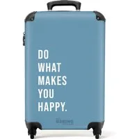 NoBoringSuitcases.com© Hartschalen-Trolley Blau mit Zitat "Tu, was dich glücklich macht". 55x35x20cm, 4 Rollen, Handgepäck Koffer & Trolleys, Luggage, Reisekoffer Frauen