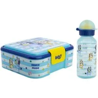 Bluey Lunchbox Bluey Bingo Kinder 2 teiliges Set XL Brotdose Trinkflasche 370 ml, (2-tlg., Spar-Set)