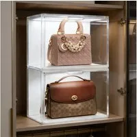XIIW Vitrine LED Schuhboxen Displaybox Transparent Stapelbare Aufbewahrungsbox (Set, 2er Set, 36 × 22 × 27 cm) Sammlerbox mit LED, Magnettür und transparentem Sichtfenster