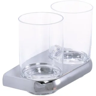 Bravat Metasoft Glashalter 816210 Doppelt, Glas zylinderförmig klar, chrom