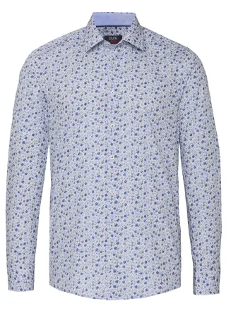 pure - PURE- City Hemd slim fit Langarm blau - Gr. - S