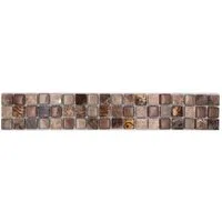 Mosani Fliesen-Bordüre Glasmosaik Naturstein Borde beige braun glänzend / 10 Stück