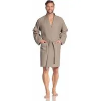 Vossen Unisex-Bademantel Rom, ideal für Sauna & Spa, Hotelbademantel, Morgenmantel, Kurzform, Waffelpiqué, Kimono-Kragen, Gürtel, für Damen & Herren, Waffelpiqué-Struktur, in leichter Qualität