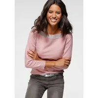 Laura Scott Strickpullover mit farblich fein abgesetzten U-Boot Ausschnitt