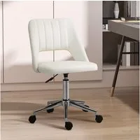 Vinsetto Bürostuhl Höhenverstellbarer Drehstuhl mit Nahtlinien-Design (Schreibtischstuhl, 1 St), Samtartiges Polyester Cremeweiß 49 x 60 x 79-91 cm